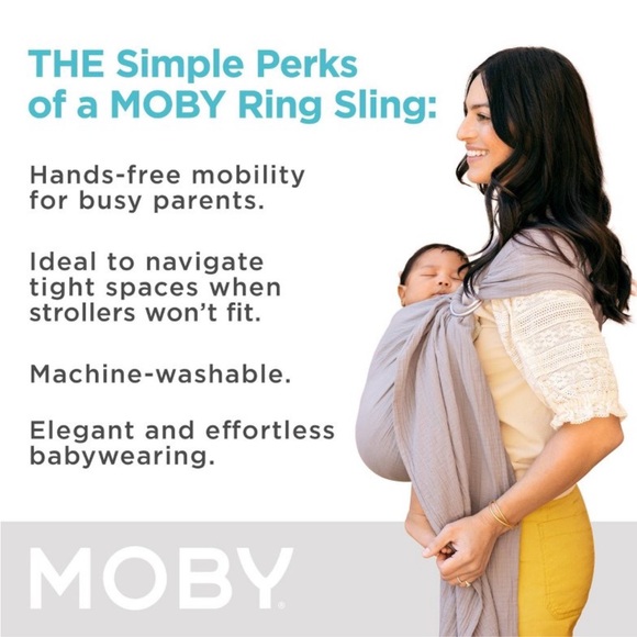 Moby Ring Sling Grey Cotton Gauze Wrap - Picture 11 of 12